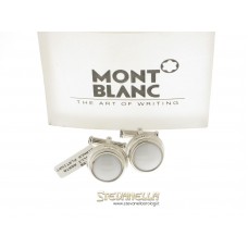 MONTBLANC Gemelli Classic platinati e agata bianca referenza 104498 new